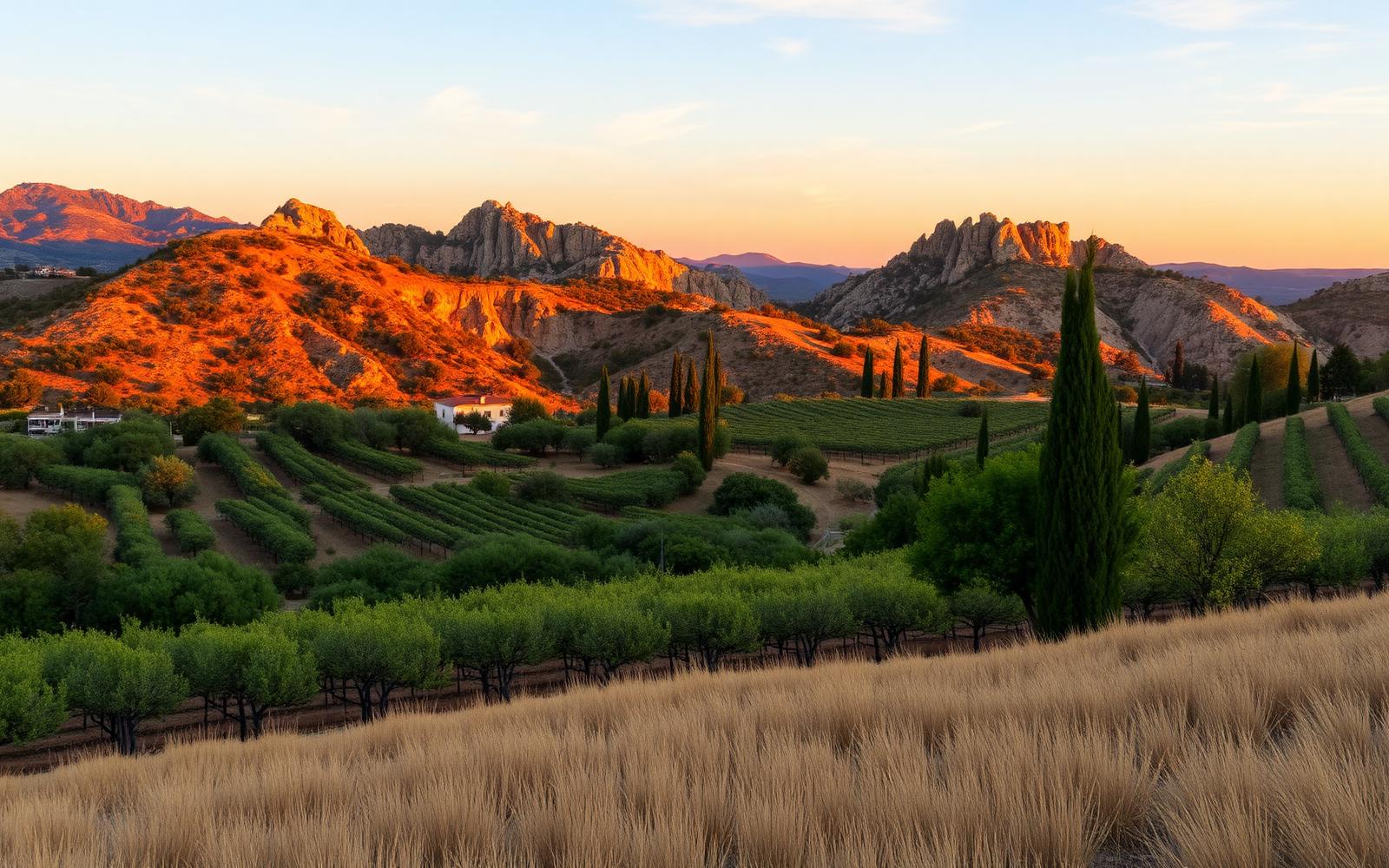 Le Alpilles al tramonto, tra vigneti e cipressi